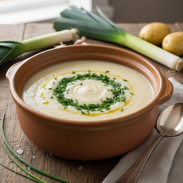 Creamy Crock Pot Vichyssoise with Chive Garnish recipe