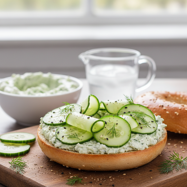 Creamy Cucumber Delight Bagel recipe