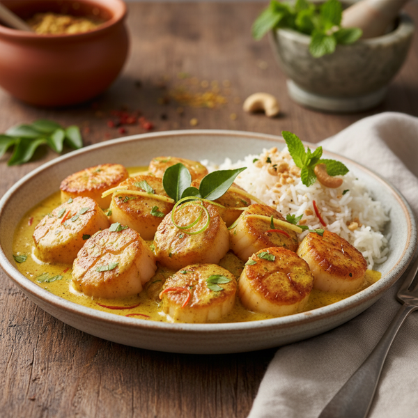 Creamy Curry Scallops Delight recipe
