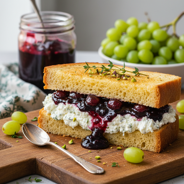 Creamy Delight Sandwich with Grape Jam recipe