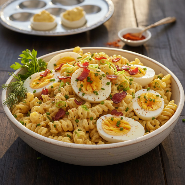 Creamy Deviled Egg Pasta Salad Delight recipe