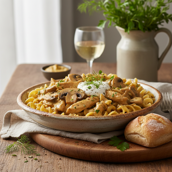Creamy Dijon Mushroom Chicken Stroganoff recipe