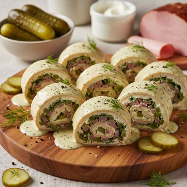 Creamy Dill Pickle Ham Roll-Ups recipe