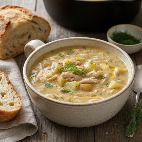 Creamy Dilled Turkey Potato Soup recipe