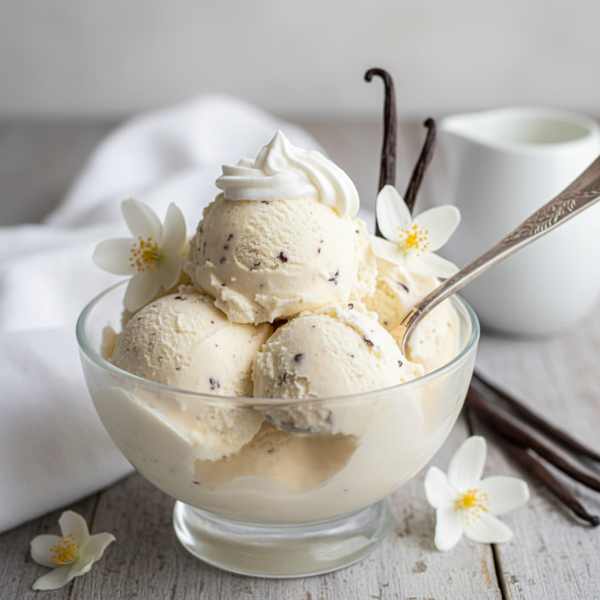 Creamy Dreamy Eggless Vanilla Bean Ice Cream recipe