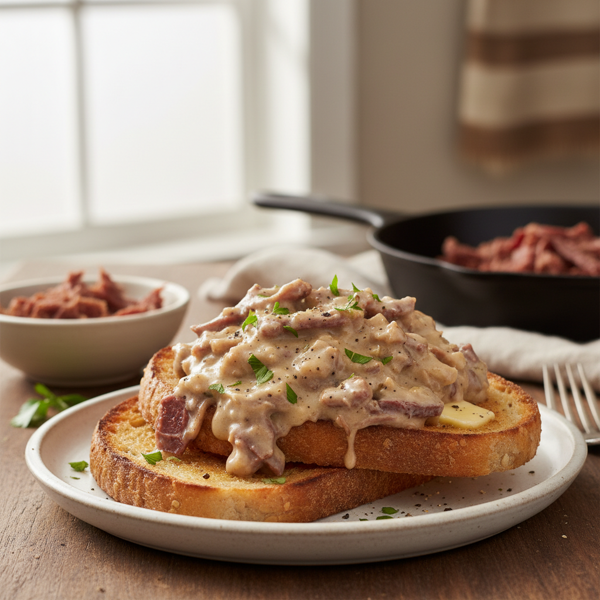 Creamy Dried Beef on Toast recipe