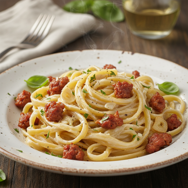 Creamy Fettuccine Alfredo with Savory Italian Sausage recipe
