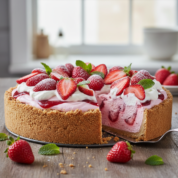 Creamy Frozen Strawberry Delight Pie recipe