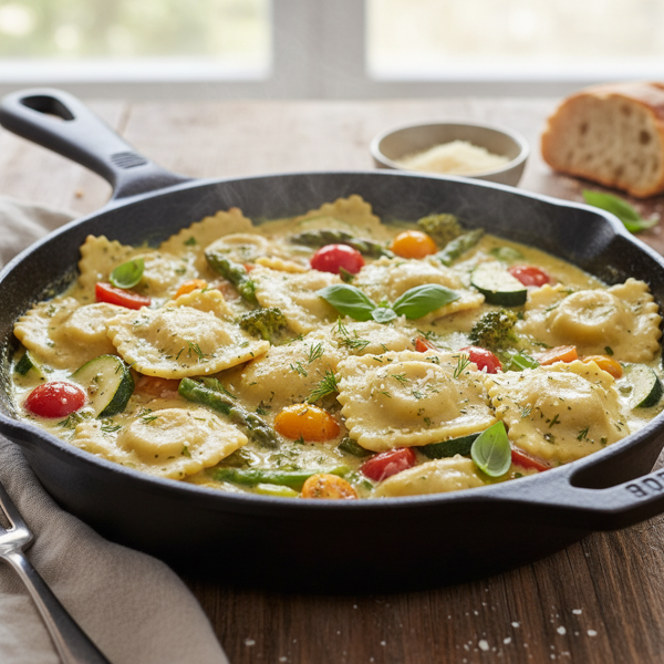 Creamy Garden Ravioli Skillet recipe