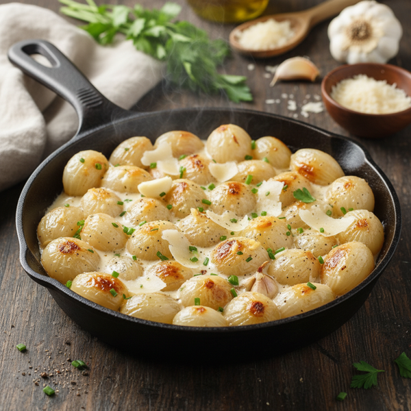 Creamy Garlic-Parmesan Glazed Onions recipe