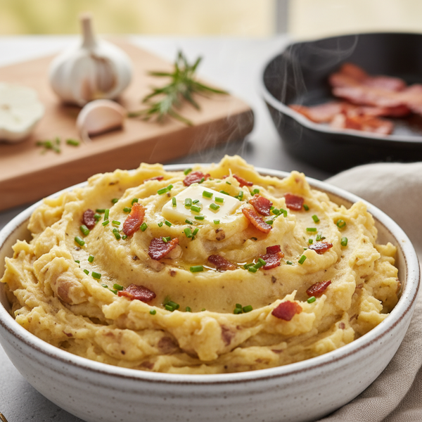 Creamy Garlic Bacon Mashed Potatoes recipe