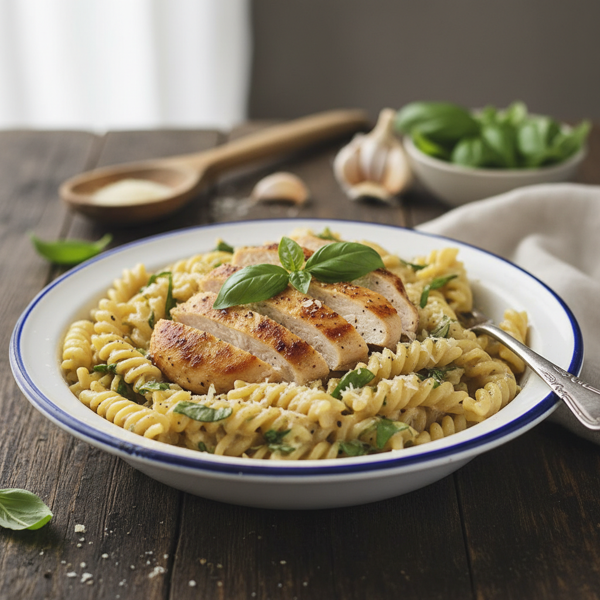 Creamy Garlic Basil Chicken Pasta recipe