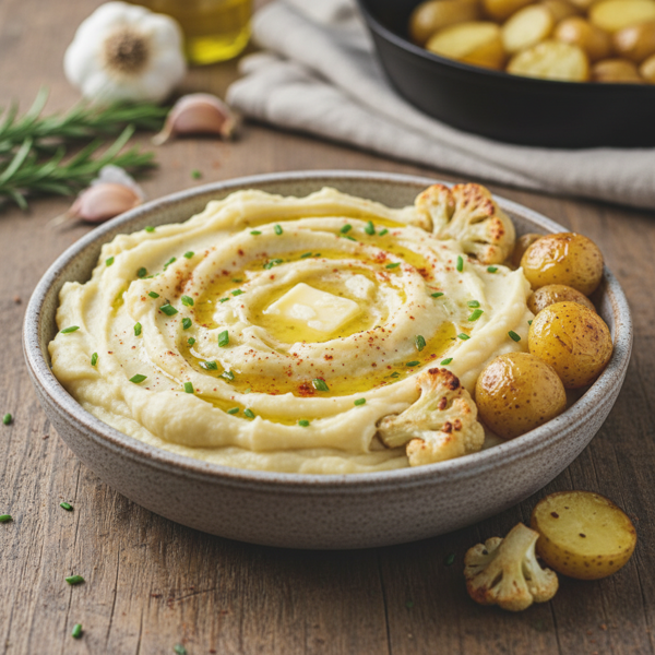 Creamy Garlic Cauliflower Potato Mash recipe