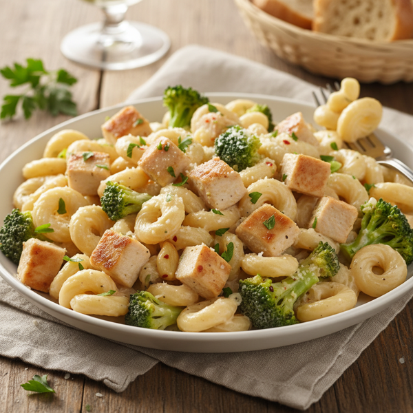 Creamy Garlic Chicken and Broccoli Pasta recipe