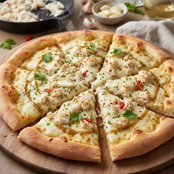Creamy Garlic Crab Pizza Delight recipe