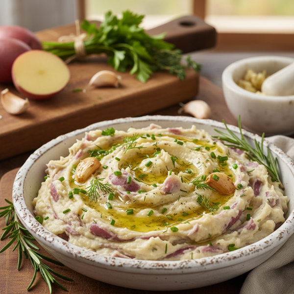 Creamy Garlic Herb Red Mashed Potatoes recipe