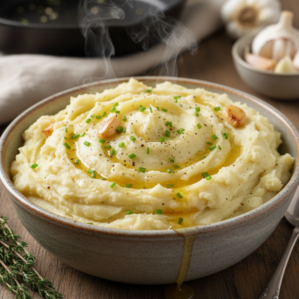 Creamy Garlic Infused Buttermilk Mashed Potatoes recipe