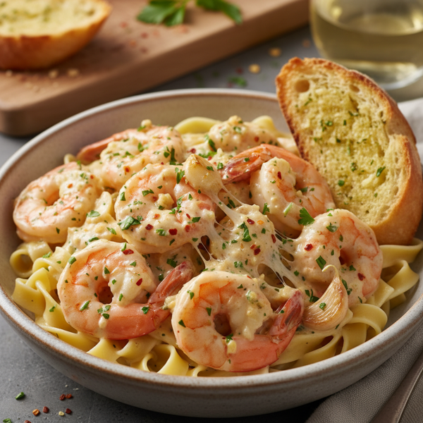 Creamy Garlic Muenster Shrimp Delight recipe