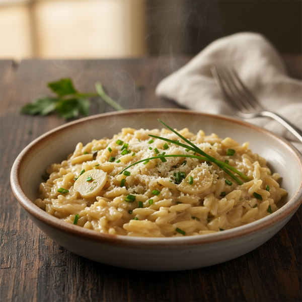 Creamy Garlic Orzo Risotto recipe
