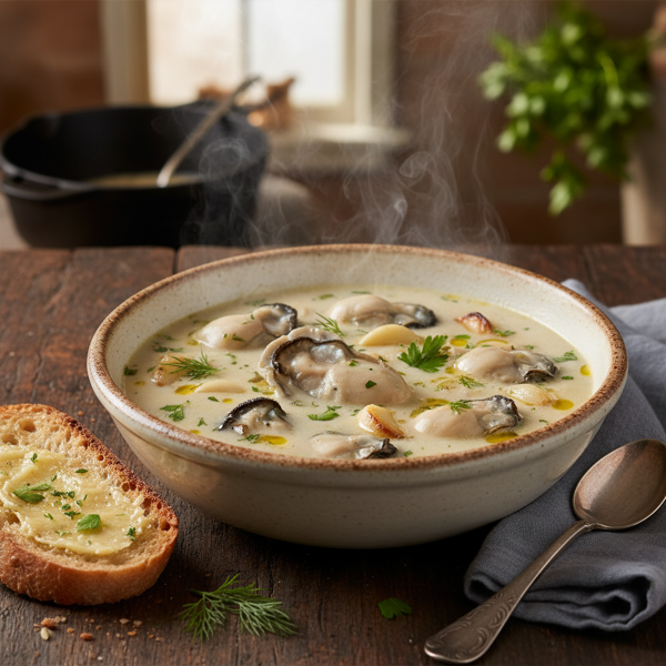 Creamy Garlic Oyster Stew recipe