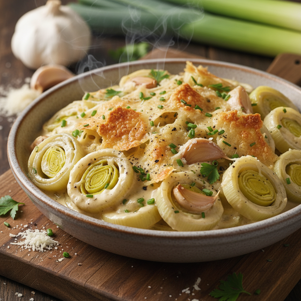 Creamy Garlic Parmesan Leeks recipe