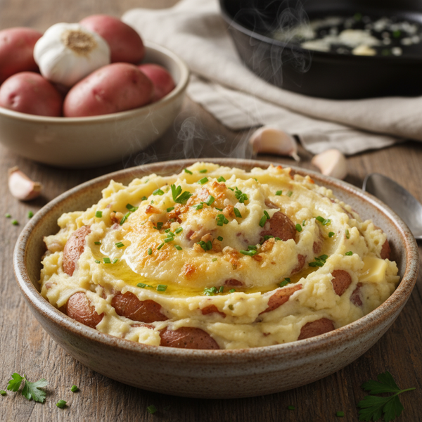 Creamy Garlic Parmesan Mashed Red Potatoes recipe
