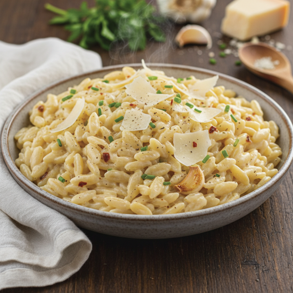 Creamy Garlic Parmesan Orzo recipe