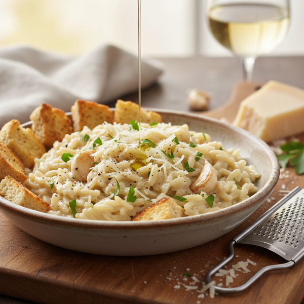 Creamy Garlic Parmesan Orzo Delight recipe
