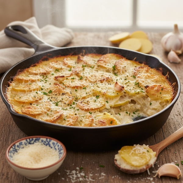 Creamy Garlic Parmesan Potato Bake recipe