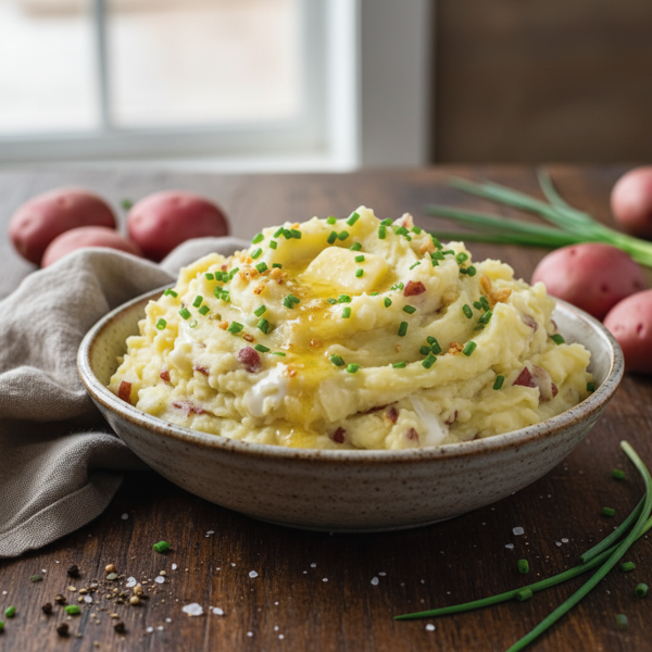 Creamy Garlic and Chive Mashed Red Potatoes recipe