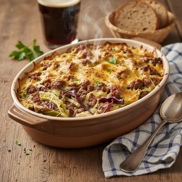 Creamy German Cabbage and Meat Bake recipe