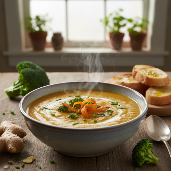 Creamy Ginger Broccoli and Carrot Soup recipe