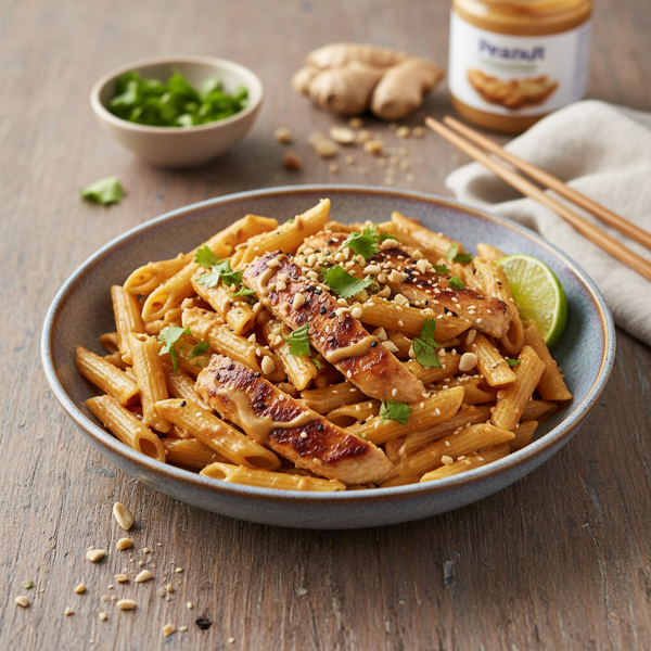 Creamy Ginger Peanut Chicken Penne recipe