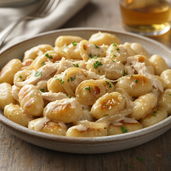 Creamy Gnocchi with Sherried Shallots and Chicken recipe