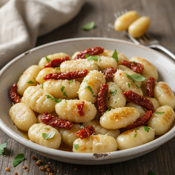 Creamy Goat Cheese Gnocchi with Savory Sun-Dried Tomato Brown Butter Sauce recipe