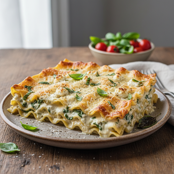 Creamy Goat Cheese & Basil Lasagna recipe
