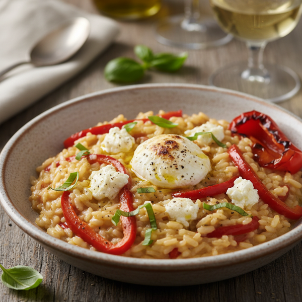 Creamy Goat Cheese & Roasted Pepper Risotto recipe