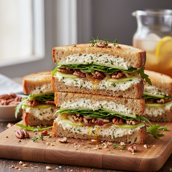 Creamy Goat Cheese and Pecan Delight Sandwiches recipe