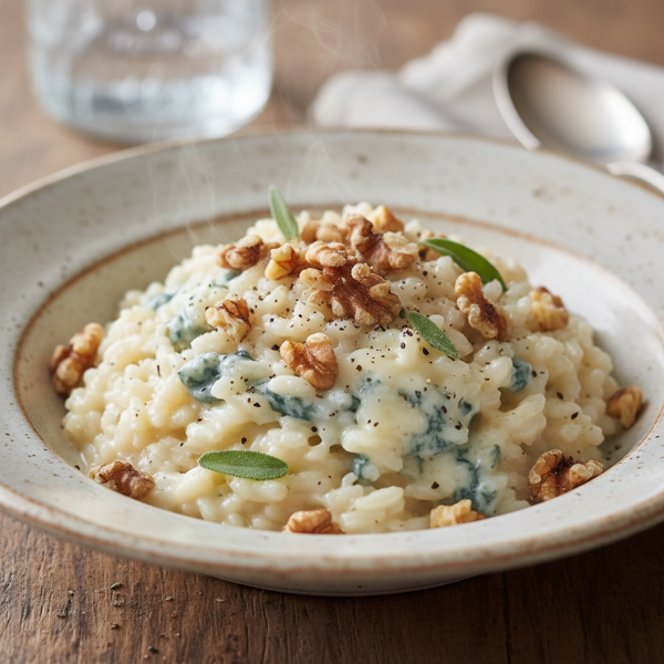 Creamy Gorgonzola Risotto with Crunchy Toasted Walnuts recipe