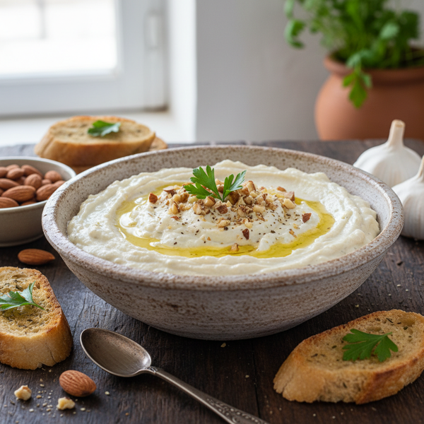 Creamy Greek Garlic Spread (Skorthalia) recipe