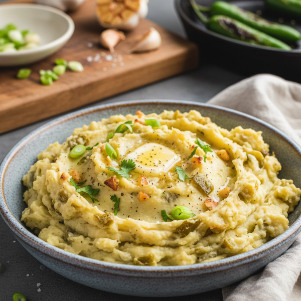 Creamy Green Chile Garlic Mashed Potatoes recipe