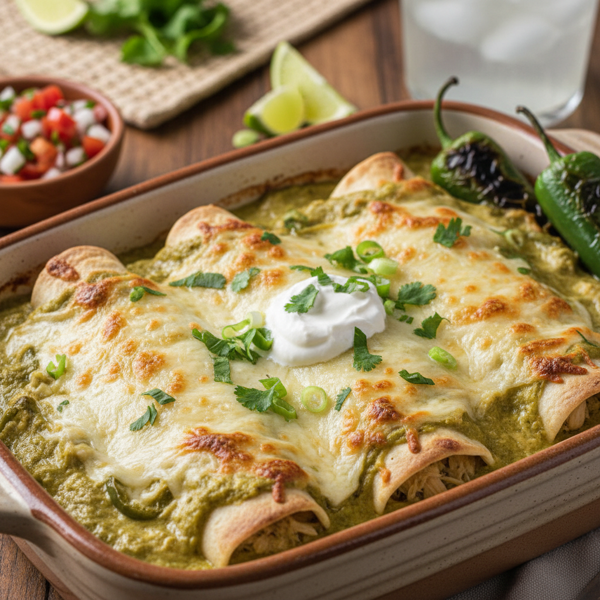 Creamy Green Chili Chicken Enchiladas recipe