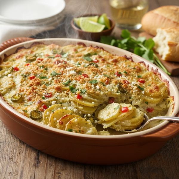 Creamy Green Chili Potato Gratin Delight recipe