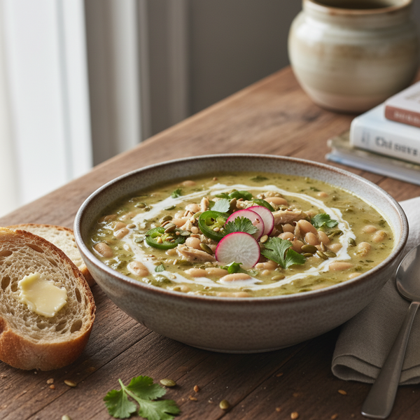 Creamy Green Chili and White Bean Stew recipe