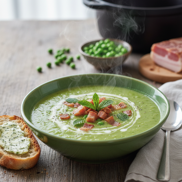 Creamy Green Pea and Pancetta Soup recipe