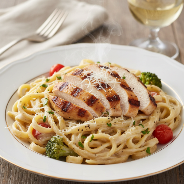 Creamy Grilled Chicken Alfredo Pasta recipe