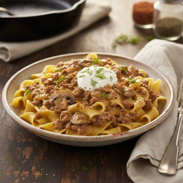 Creamy Ground Beef Stroganoff recipe