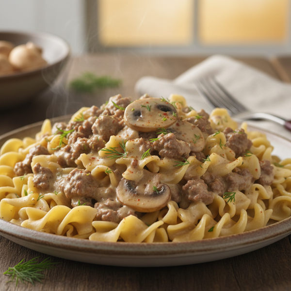 Creamy Ground Beef Stroganoff Delight recipe