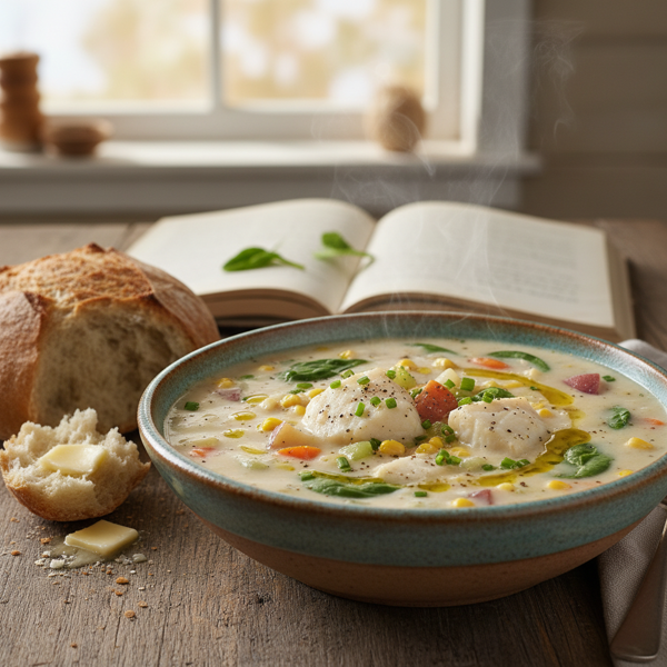 Creamy Halibut and Veggie Chowder recipe