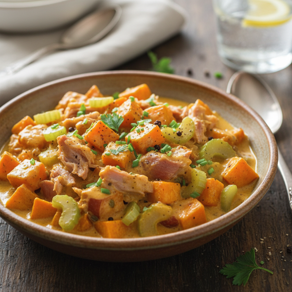 Creamy Ham Hock & Sweet Potato Celery Delight recipe